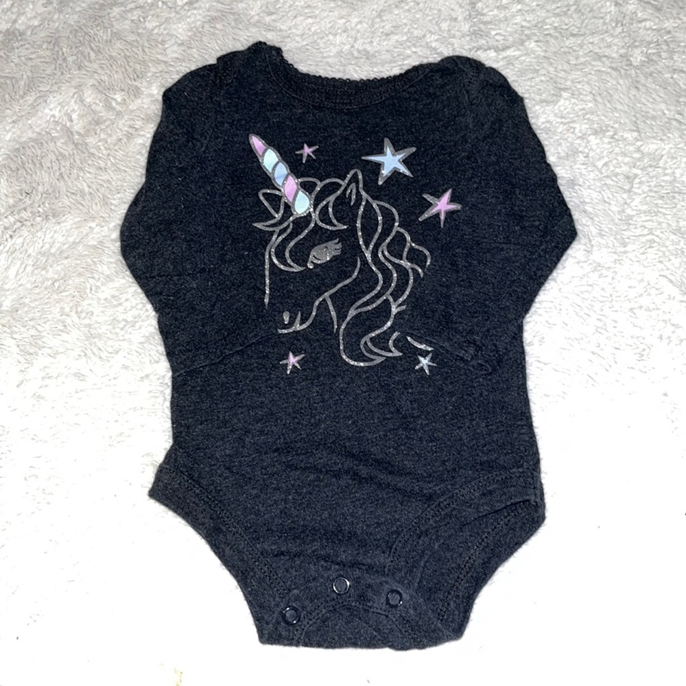 (3 for $10) George gray unicorn bodysuit 6-12 months baby girl clothing 🦄